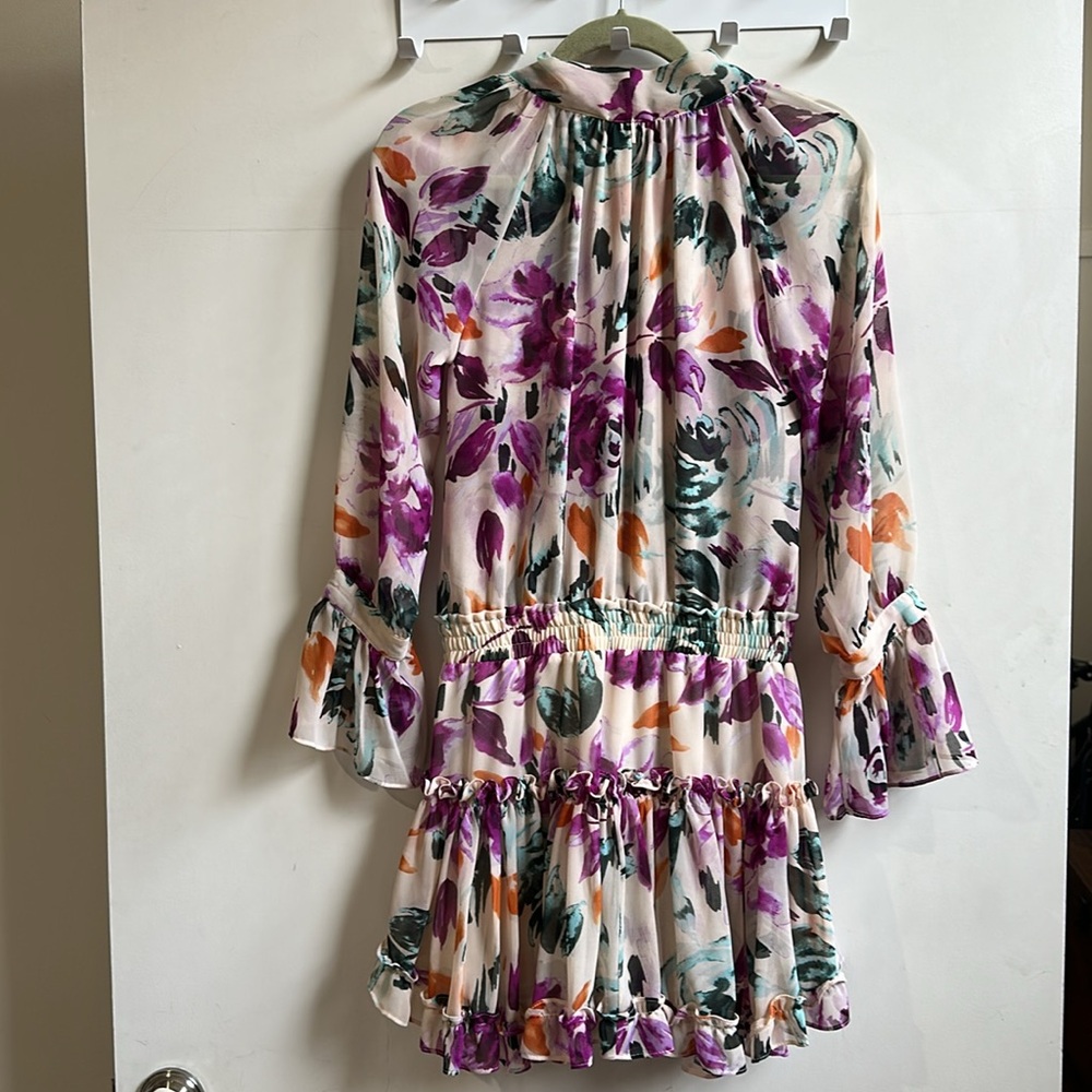 MISA Floral Ruffle Dress with Tie Neck - Picture 3 of 5